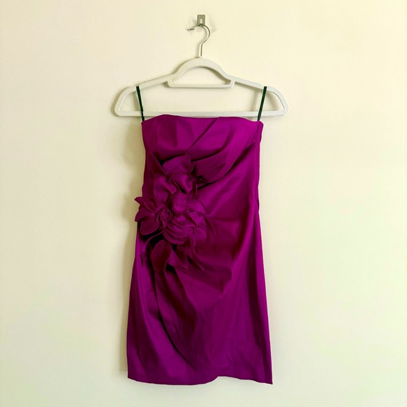 Vintage Jessica McClintock Strapless Cocktail Dress Magenta 90s Style Size 8 - Picture 1 of 10